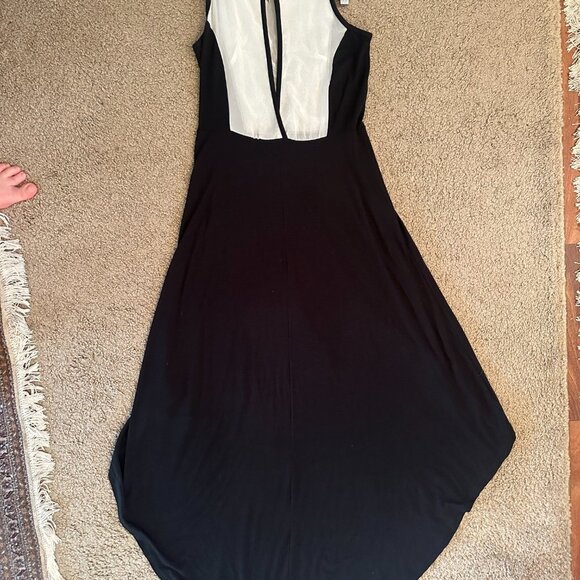 Poof Couture High Low Maxi Dress Black White Sheer Lace Size Medium - Picture 8 of 8